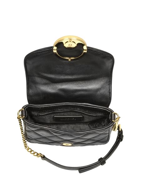 michael kors crossbody bag black and gold|michael kors black purse small.